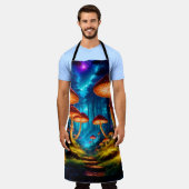 魔法の真夜中のキノコの森 エプロン (着用した状態)