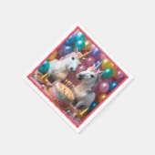 魔法の瞬間：白いユニコーンの誕生日Bash スタンダードカクテルナプキン (角)
