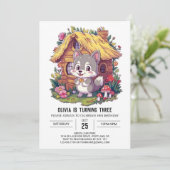 魔法の神秘的なデジタルウルフ誕生日 招待状 (スタンド正面)