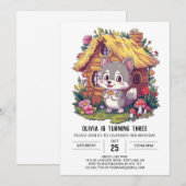 魔法の神秘的なデジタルウルフ誕生日 招待状 (正面/裏面)