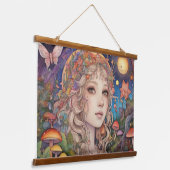 魔法の神秘的なファンタジーガール 吊り下げ型タペストリー (傾斜あり)