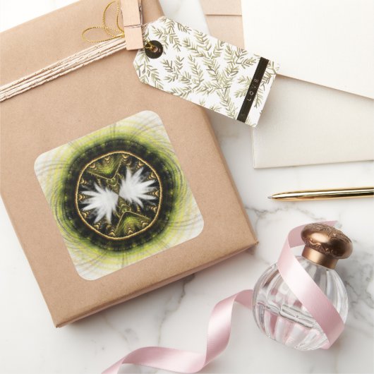 魔法の神秘的なフラクタル明るいパターン スクエアシール (ギフト)