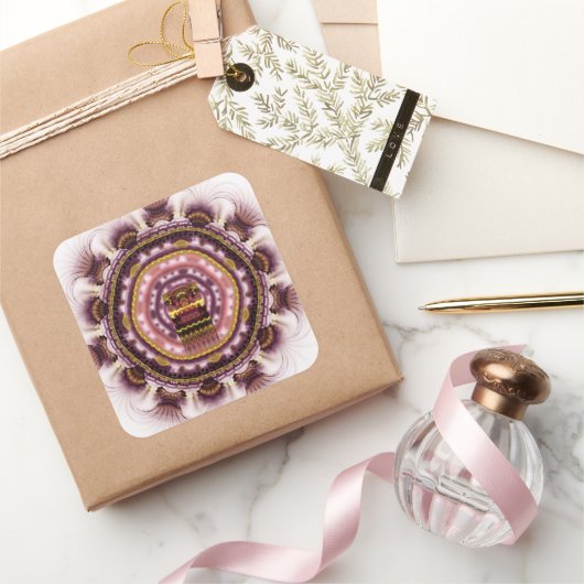 魔法の神秘的なフラクタル明るいパターン スクエアシール (ギフト)