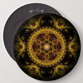 魔法の神秘的な妖精のフラクタル模様マンダラ 缶バッジ (正面&裏面)