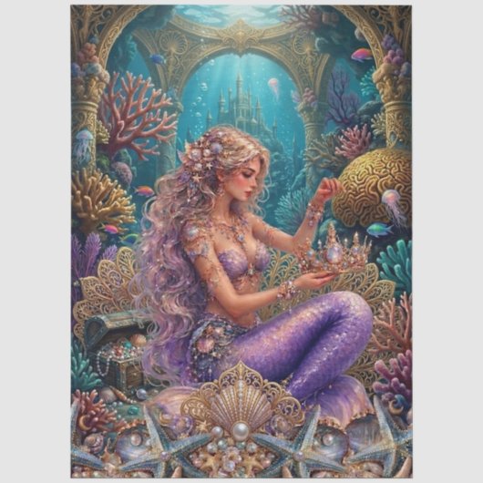 魔法の神秘的な幻想マーメイド デコパージュ 薄葉紙 (正面)