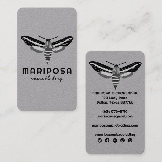 魔法の神秘的な蛾のエステティシャン美しいサロン 名刺 (正面/裏面)