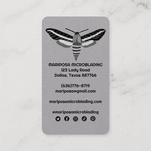 魔法の神秘的な蛾のエステティシャン美しいサロン 名刺 (裏面)