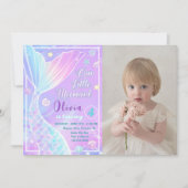 魔法の私たちの小さな人魚の誕生日写真 招待状 (正面)