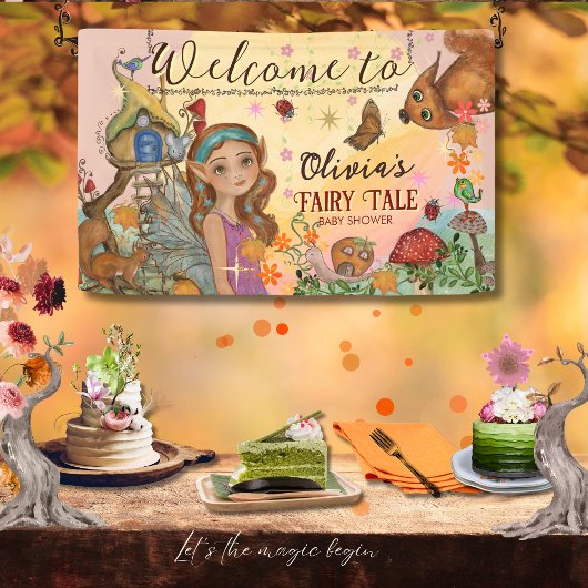 魔法の秋のフェアリー テイル ベイビー シャワーのカスタム ウォール 横断幕