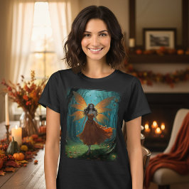 魔法の秋の妖精 感謝祭 ファンタジーアート Tシャツ