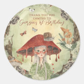 魔法の秋の森の妖精 |誕生日 ラウンドシール (正面)