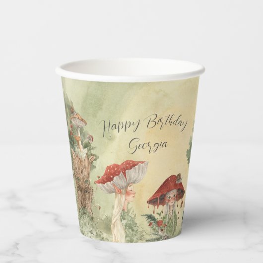魔法の秋の森の妖精 |誕生日 紙コップ (正面)