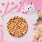 魔法の秋、キノコと舞い落ちる葉 ペーパープレート (パーティー)