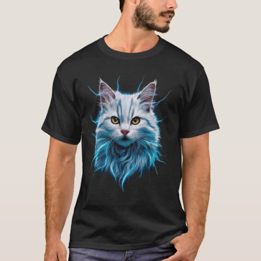 魔法の稲妻猫クール猫ファンタジーかわいいキット Tシャツ (正面)