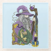 魔法の竜 ファンタジー パープル ガラスコースター (正面)