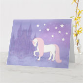 魔法の童話ユニコーンキャッスルスターズ誕生日 カード (黄色い花)