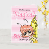 魔法の第5誕生日妖精のカードを望む カード (黄色い花)