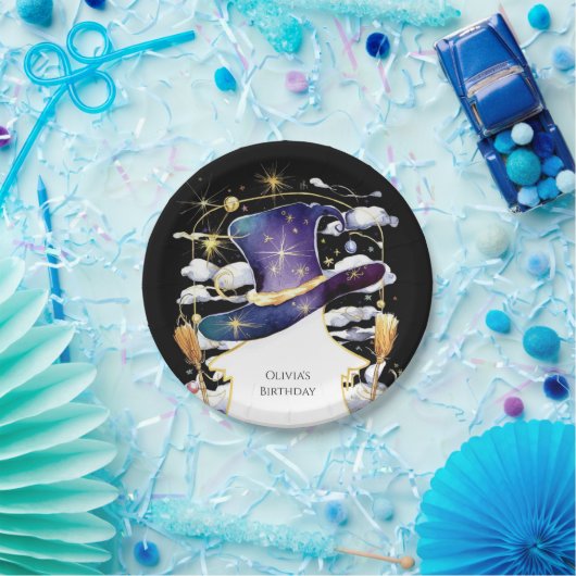 魔法の箒おもしろいウィザード誕生日 ペーパープレート (パーティー)