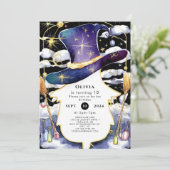 魔法の箒おもしろいウィザード誕生日 招待状 (スタンド正面)