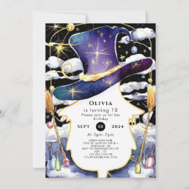 魔法の箒おもしろいウィザード誕生日 招待状