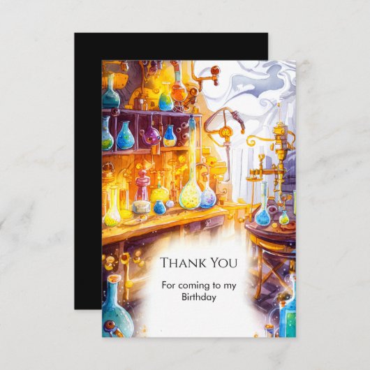 魔法の簡単実験　科学者の誕生日 サンキューカード (正面/裏面)