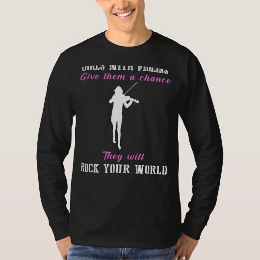 魔法の糸:ヴィオリンズロックTeの女の子 Tシャツ (正面)
