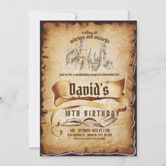 魔法の素晴らしい10th誕生日パーティーの招待状 招待状 (正面)