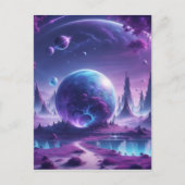 魔法の紫と青のファンタジー惑星で シーズンポストカード (正面)