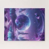 魔法の紫と青のファンタジー惑星で ジグソーパズル (横)