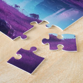 魔法の紫と青のファンタジー惑星で ジグソーパズル (側面)