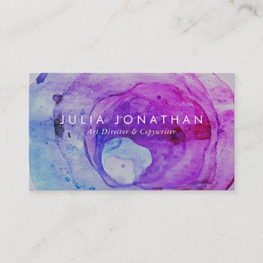 魔法の紫と青の水の色の宝石 名刺 (正面)