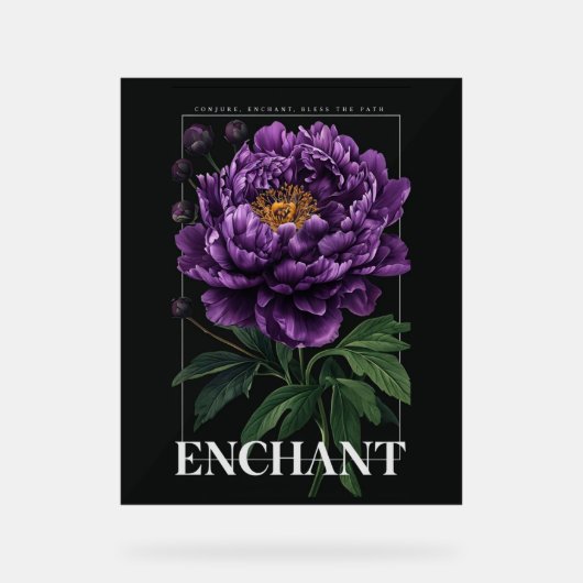 魔法の紫の芍薬 アクリルサイン (正面)