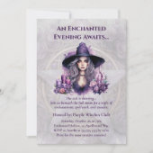 魔法の紫の魔女 ハロウィンパーティーの招待状 招待状 (正面)