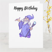 魔法の紫の魔法使い魔術師の魔術師 カード (黄色い花)