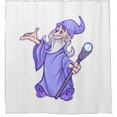 魔法の紫の魔法使い魔術師 シャワーカーテン (正面)