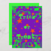 魔法の紫の「トリックまたはトリート?」招待 招待状 (正面/裏面)