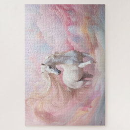 魔法の紫ピンクパステルカラーズユニコーン ジグソーパズル