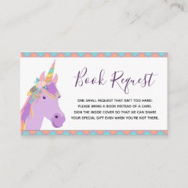 魔法の紫ユニコーン赤ちゃんシャワー本のリクエスト エンクロージャーカード