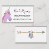 魔法の紫ユニコーン赤ちゃんシャワー本のリクエスト エンクロージャーカード (正面/裏面)