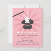 魔法の細い棒およびバニーの子供の誕生日のパーティー 招待状 (正面)