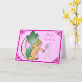 魔法の細い棒の妖精の塵のハッピーバースデーの妖精 カード (黄色い花)