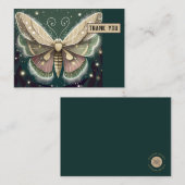 魔法の緑と茶色のルナモスサンキューカード ノートカード (正面/裏面)