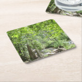 魔法の緑の森のシーン。 スクエアペーパーコースター (アングル)