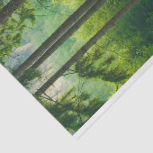 魔法の緑の森の道の木々の霧 薄葉紙 (詳細)