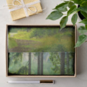 魔法の緑の森の道の木々の霧 薄葉紙 (ギフト)