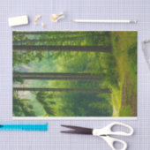 魔法の緑の森の道の木々の霧 薄葉紙 (クラフト)