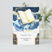 魔法の編集可能なライブラリ・ストーリーブック・バースデー サンキューカード (スタンド正面)