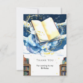 魔法の編集可能なライブラリ・ストーリーブック・バースデー サンキューカード
