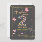 魔法の羽ばたき蝶かわいい第2の誕生日 招待状 (正面)