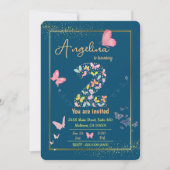 魔法の羽ばたき蝶かわいい第2の誕生日 招待状 (正面)